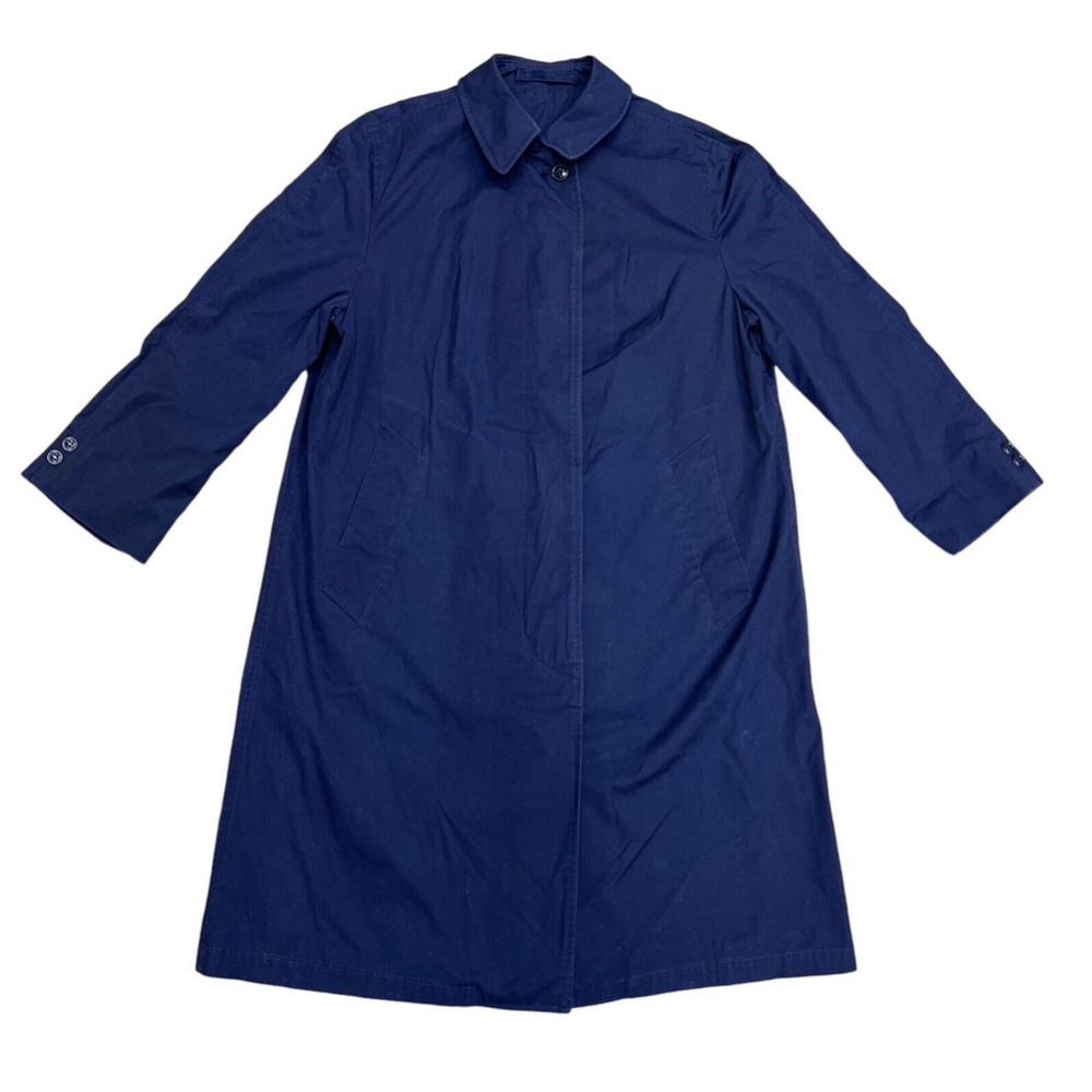 Vintage US Military Canvas Trench Raincoat Navy Blue 12 Short